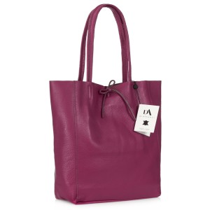Geanta shopper din piele naturala DiAmanti Luisa Fucsia Inchis